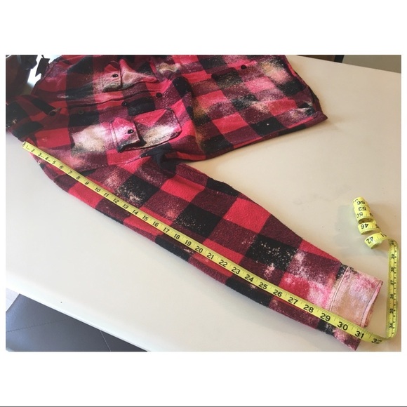 Flannel Shirt Jacket Shacket Free Bird Graphic Red Buffalo Plaid Mens Large - Picture 6 of 9